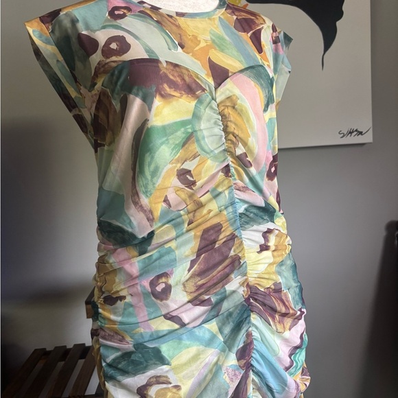 Ted Baker Amelia Multi   Green  Ruched Wrap Mini Dress - Picture 6 of 11